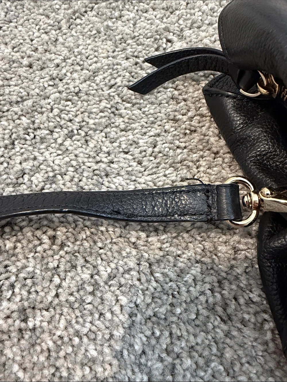 Kate Spade Black Pebbled Leather- handbag w/ three separate compartments,